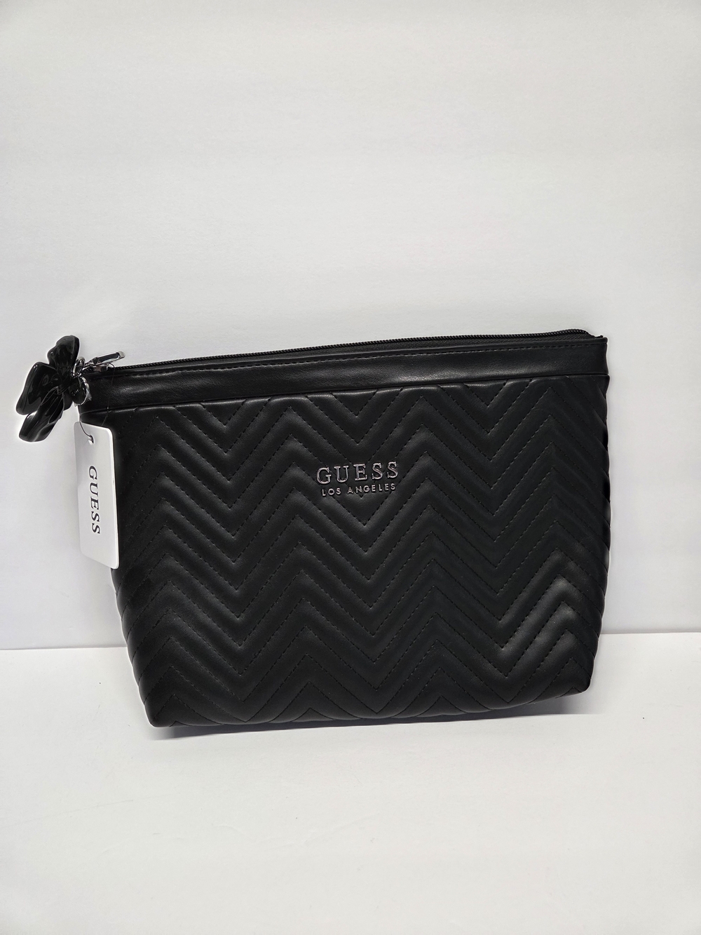GUESS Quilted Chevron Cosmetic Pouch - Black